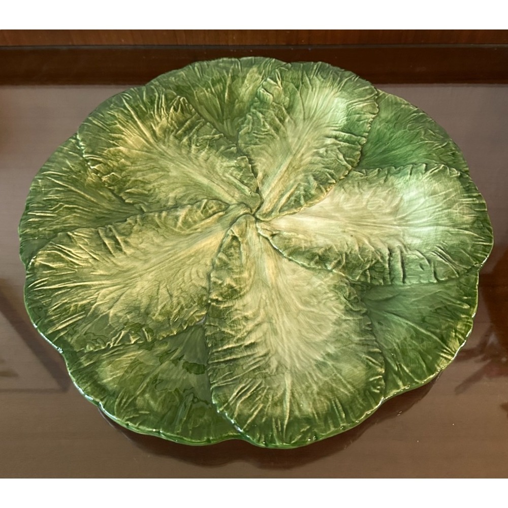 Vintage Vietri Hillsborough NC Made in Italy Cabbage Ware Green Platter 14 1/2"